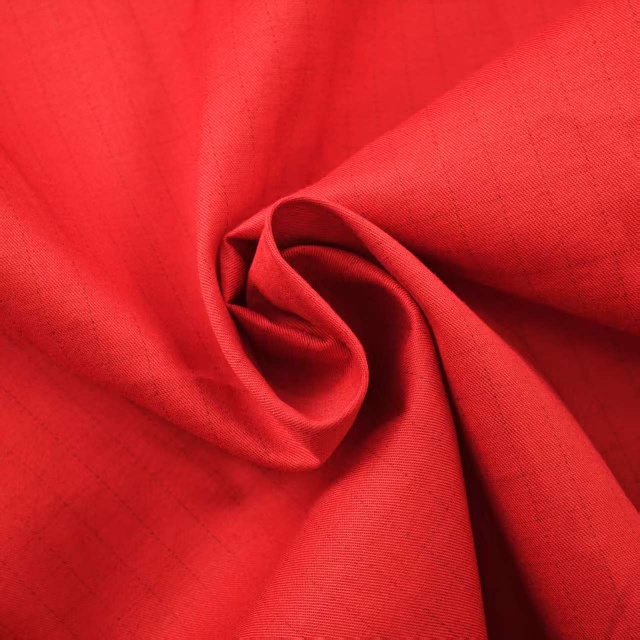 180GSM Cotton Flame Ratardant Red Woven Anti-Static Fabric 